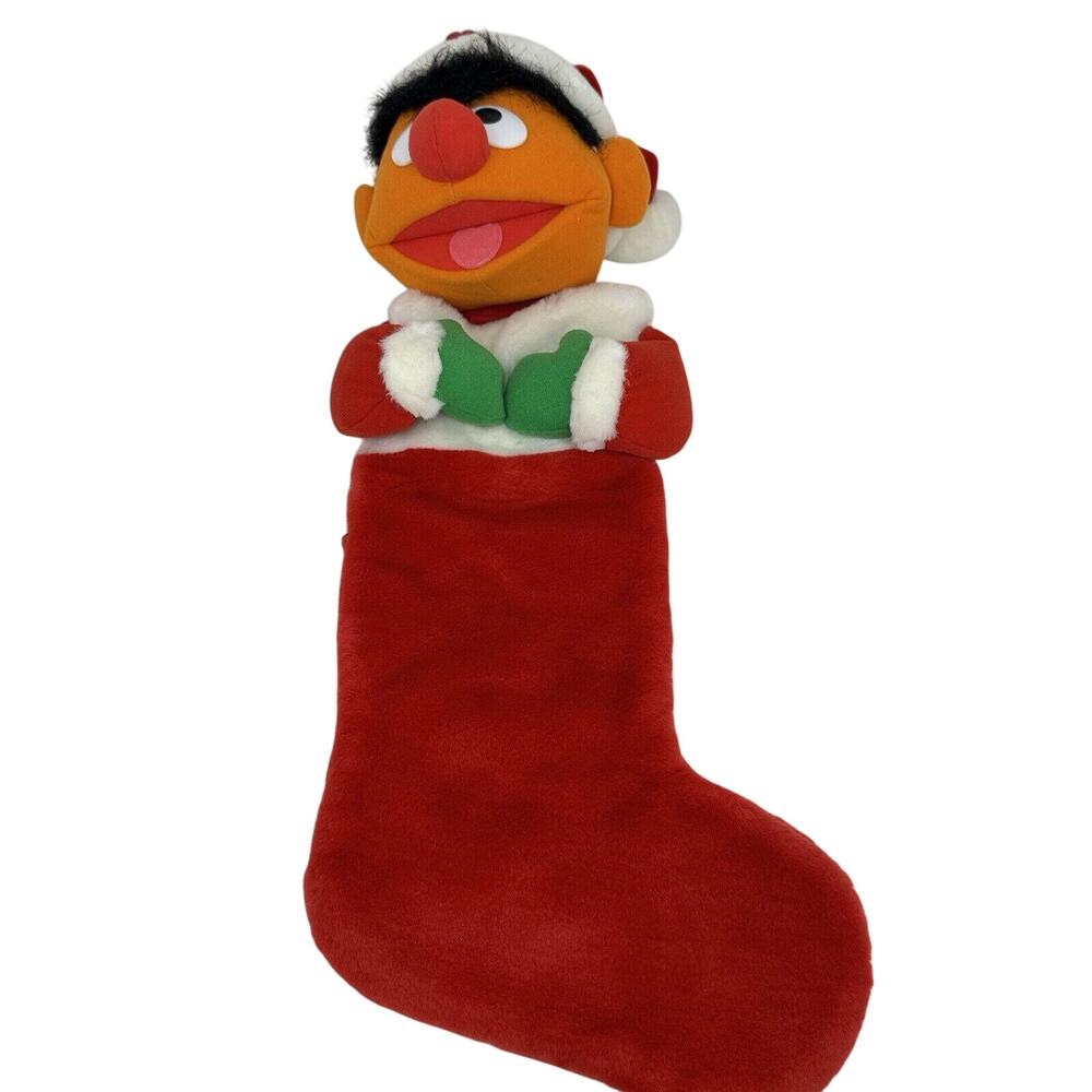 Vintage Sesame Street ERNIE Faux Fur CHRISTMAS STOCKING - 1998 Jim Henson